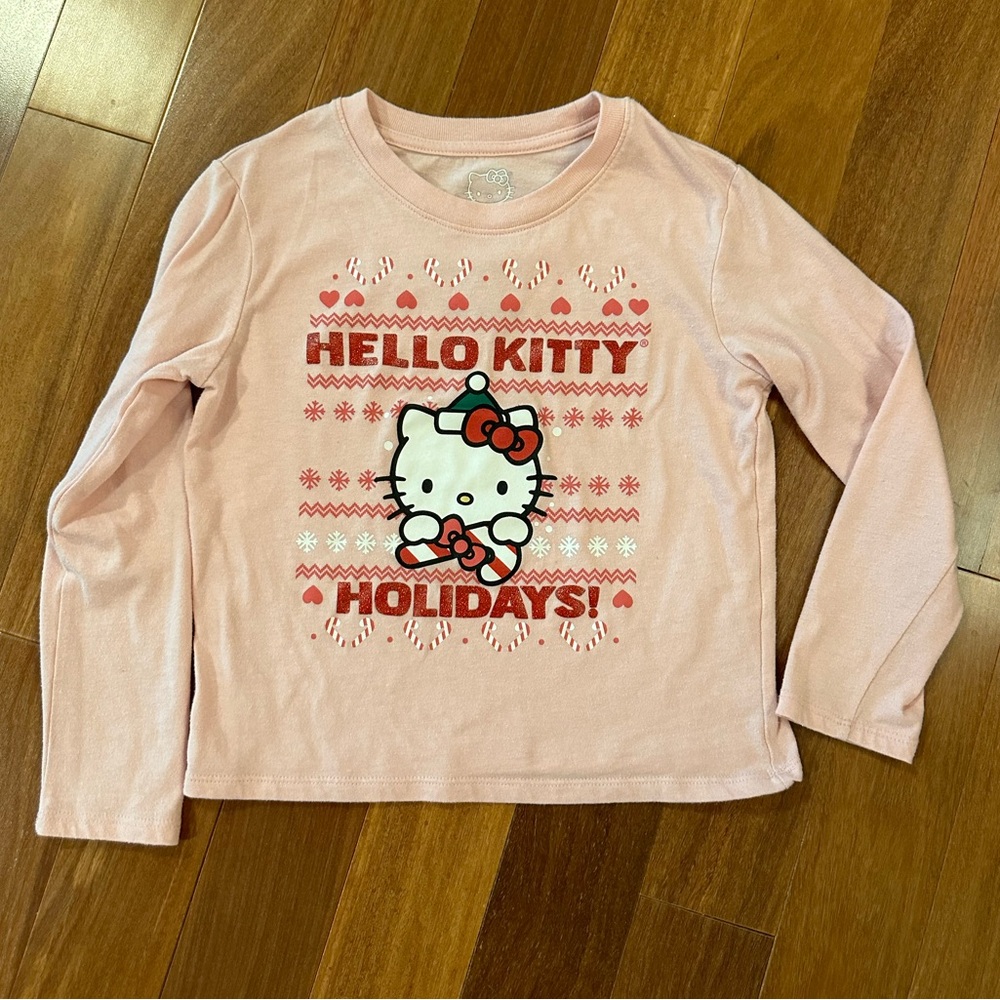 Hello Kitty Holiday Long Sleeve T-shirt Girls Sz 8 / Like New! 🎄Christmas 🎄